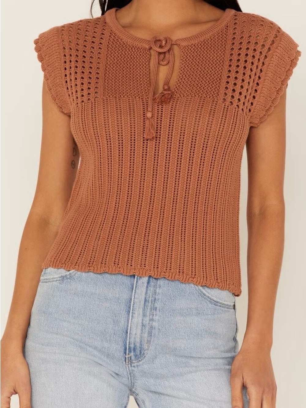 Heartloom Griffin Knit Sweater Top Rust Copper Western Inspired Women’s Small
